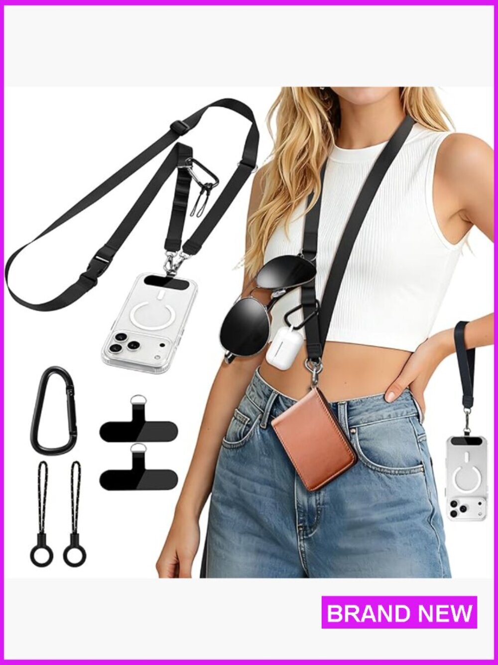 Multifunctional Cell Phone Lanyard 3-in-1 Detachable Adjustable Crossbody Strap